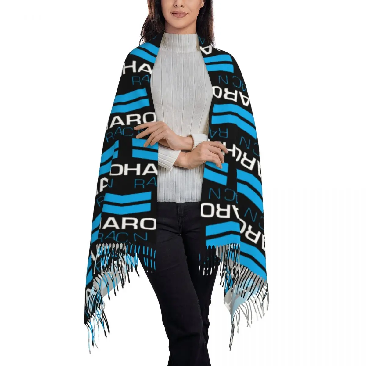Haro Racn Bluewhite- Old School Bmx Scarf Tassel Scarves for Women Soft Warm Shawls and Wraps Large Fall Winter Shawl Wrap