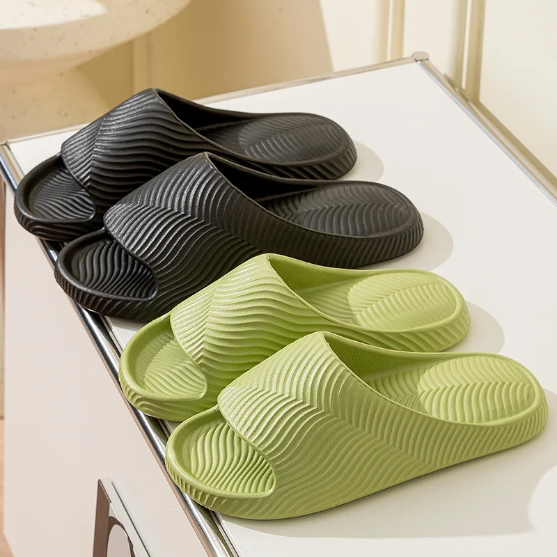 Women's Slippers Solid Color Soft Sole EVA Pillow Slides Woman Couple Non Slip Beach Flip Flops Summer Platform Cloud Slippers