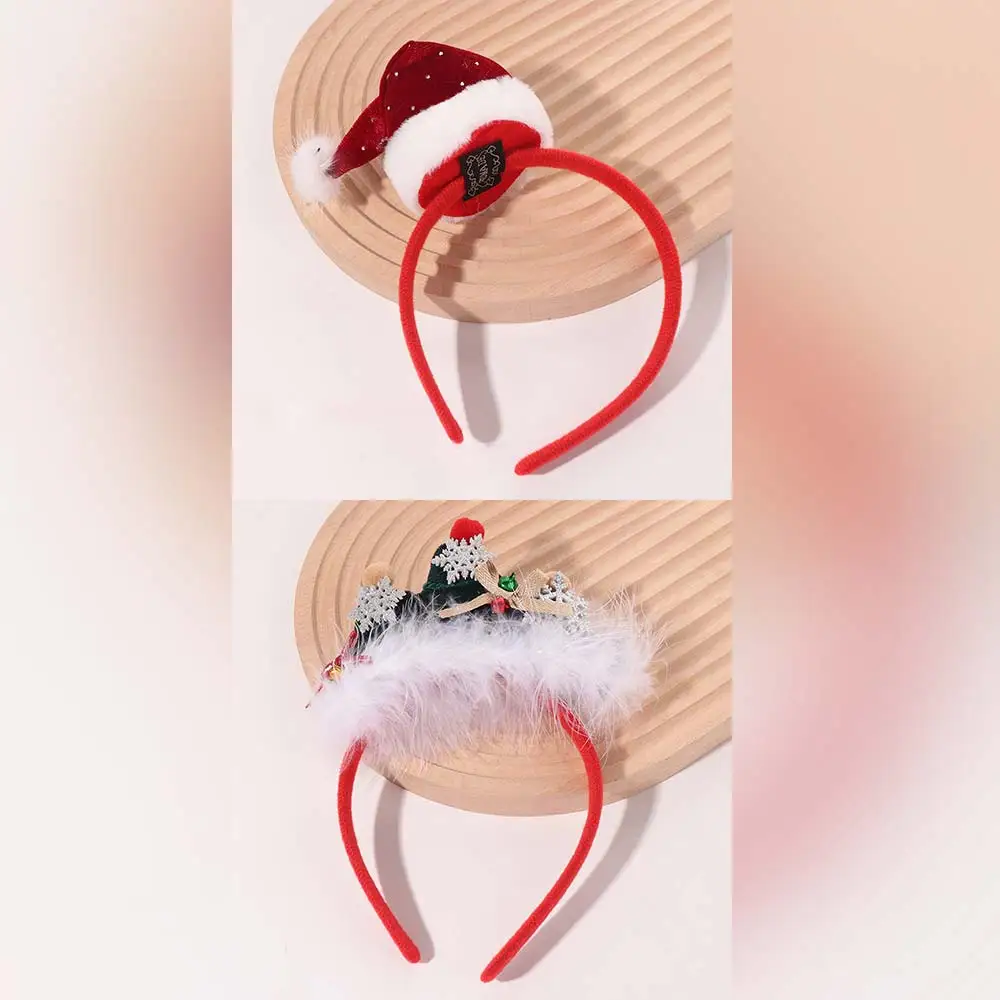 Snowflake Merry Christmas Headbands Festival Xmas Crystal Santa Hat Hair Hoop Bow Dress Up Christmas Tree Headbands
