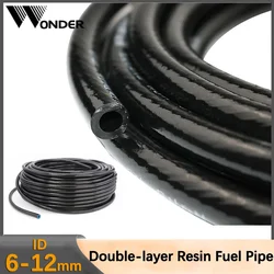 1-5Meters Double-layer Resin Oil Pipe Fuel Tube Oil-resistant Wire-clamping Tubing Black/Blue Core Diesel Pipeline  6~12mm