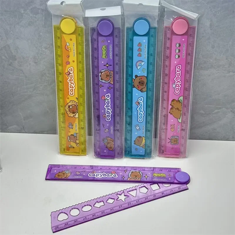 4Pcs/Lot Capybara Cartoon 30cm Cute Animal Folding Ruler Multifunction DIY Drawing Rulers Kids Office School Stationery gift