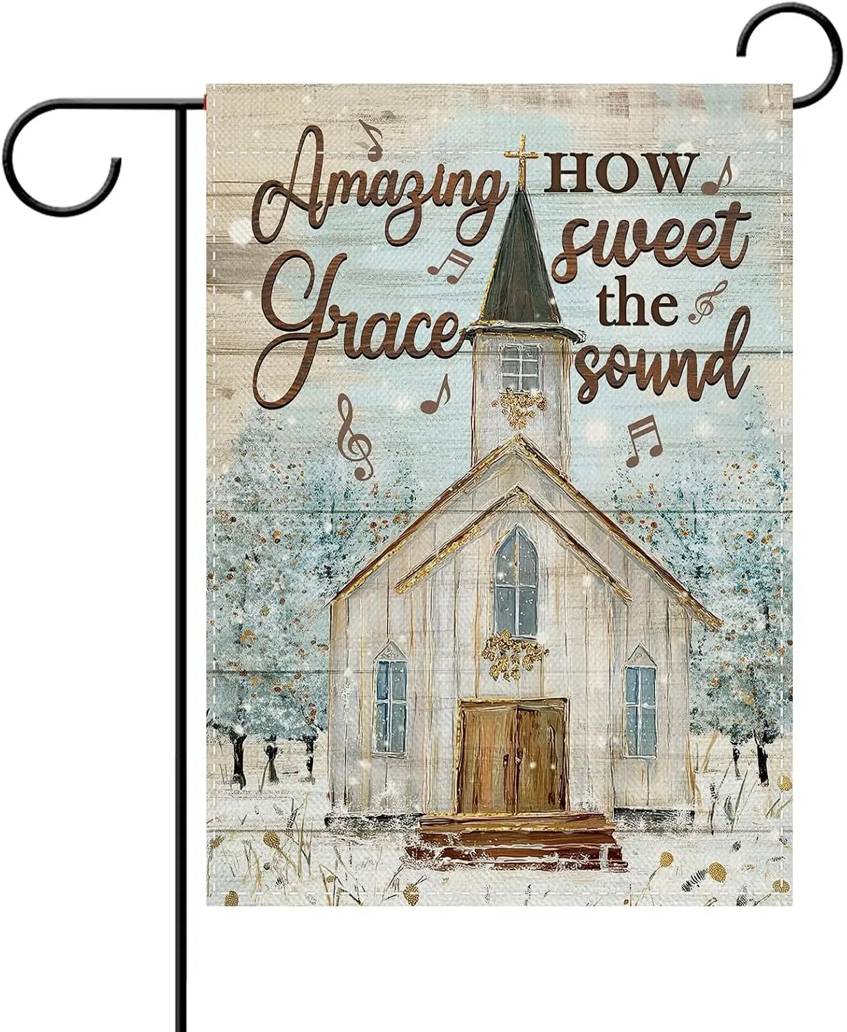 Amazing Grace How Sweet The Sound Garden Flag, 12x18in Christian Farmhouse