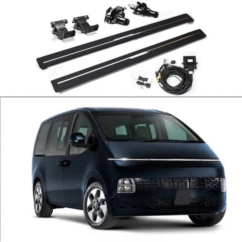 

19-23 H1 Staria Sturdy Aluminum Electric Running Boards Retractable Side Steps Van Exterior Mod Parts