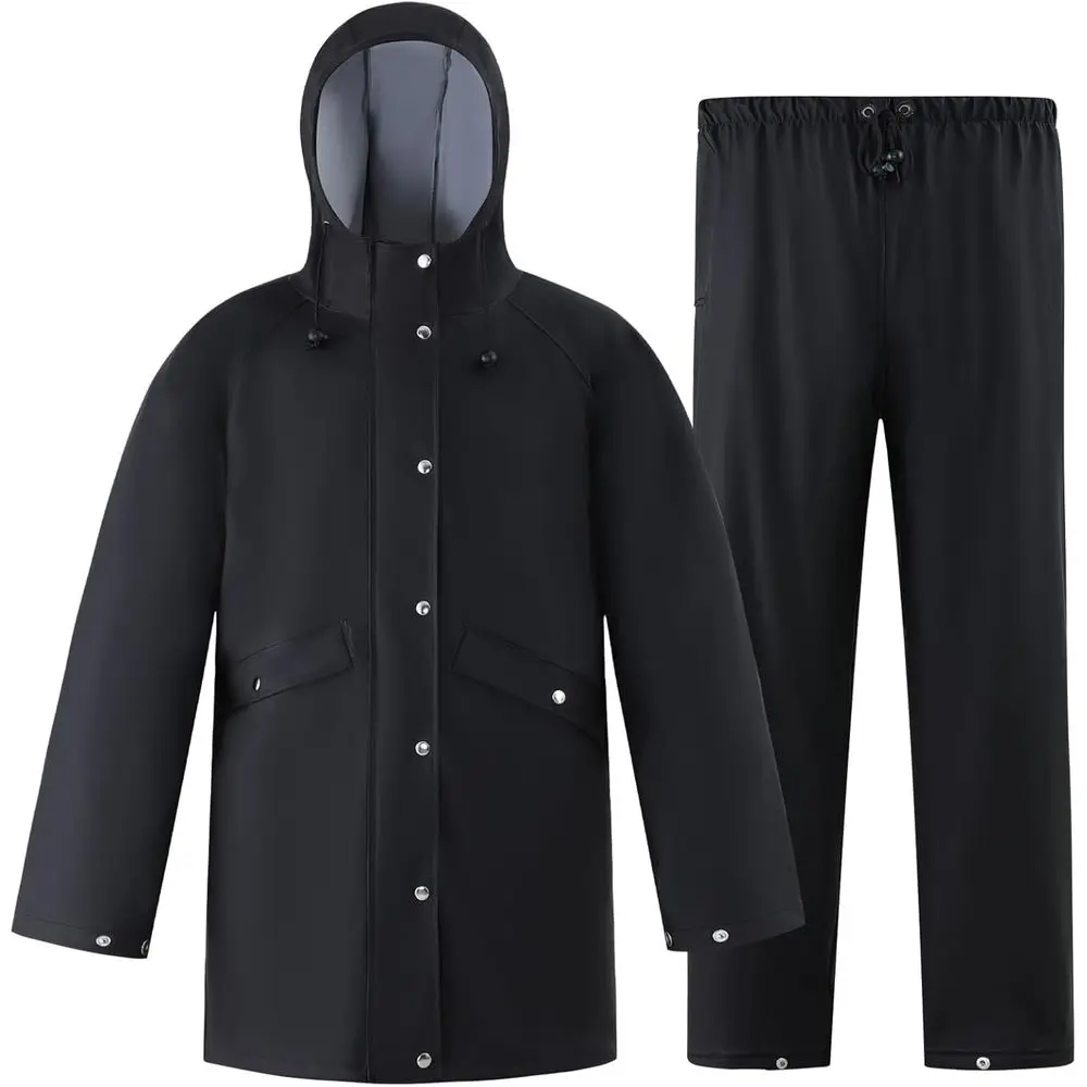 

Men's and Women's Heavy-Duty Waterproof Rain Suits: Long Coat & Pants