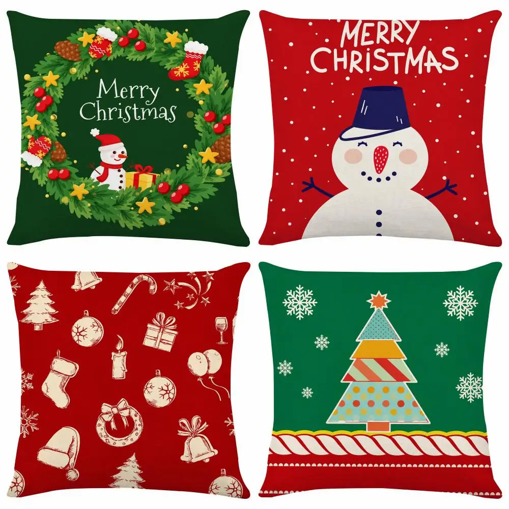 Holiday exclusive Christmas patterns Cushion Cover Christmas Plush Cushion Cover | Style Combination, Holiday Home Decor Gift