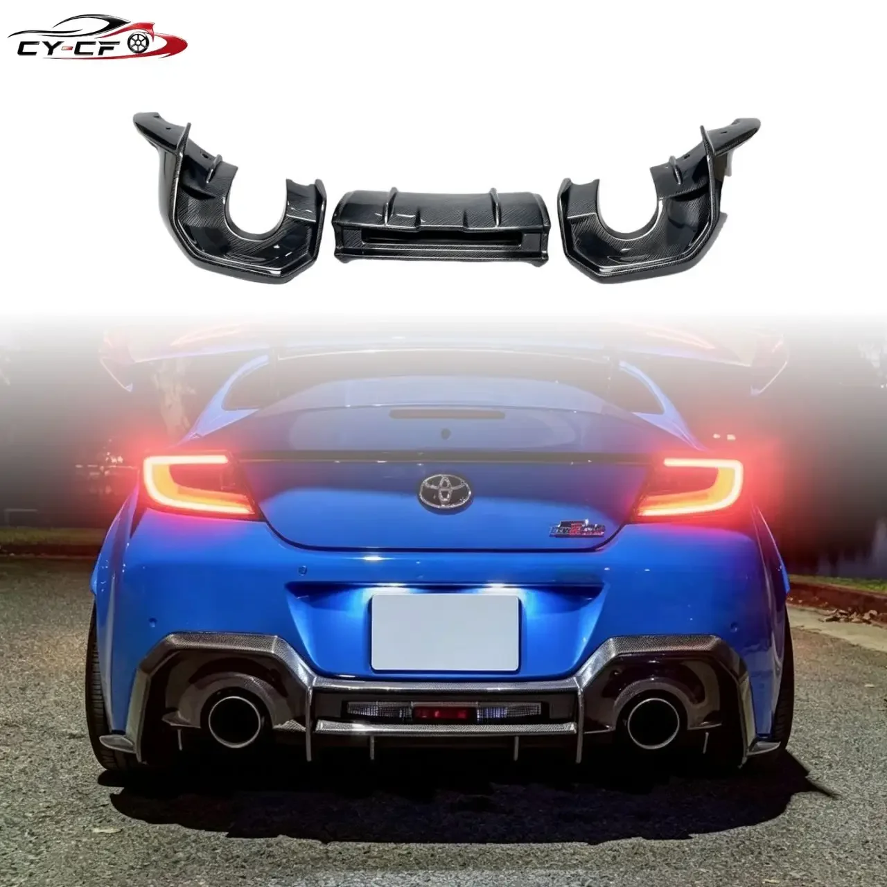 Carbon Fiber 3Pcs Rear Bumper Diffuser Lip Set For Toyota GR86 ZN8 Subaru BRZ ZD8 2020‑2026 Rear Splitter Body Kit