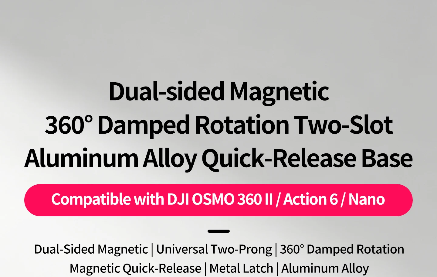 360° dämpfende Rotations-Magnetbasis für DJI Action 6 Osmo Nano, Aluminium-Doppelklemmadapter für Motorradhelm-Vlog-Halterung – Detail 1