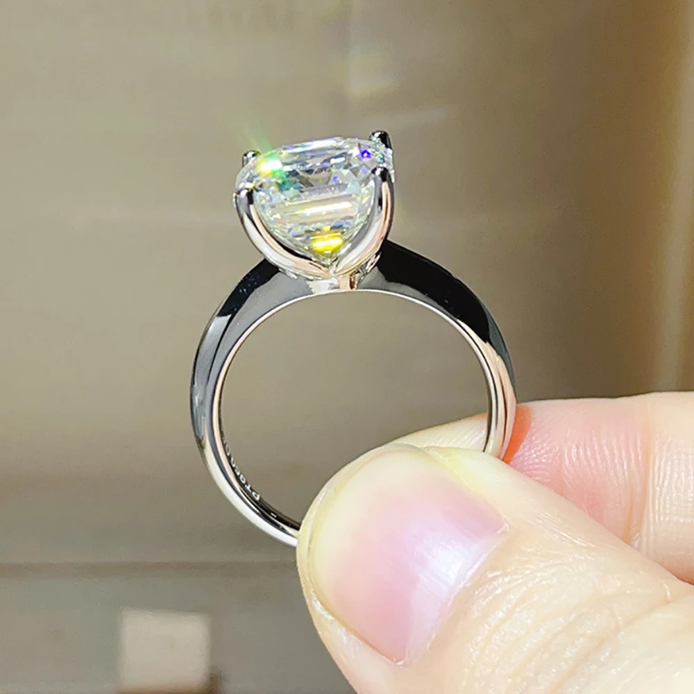 Serenity 2ct 3ct 5ct Asscher D Moissanite Rings for Women Solid s925 Silver Square Lab Diamond Eternity Rings Plated 18K Jewelry