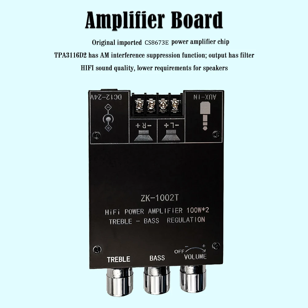 ZK-1002T Bluetooth 호환 앰프 HIFI 2.0 채널 100Wx2 오디오 모듈 키트