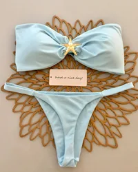 Bandeau Bikinis 2025 Sexy Women Swimsuit Swimwear Female Micro Solid Thong Bikini Set Biquini Bathing Suit Swimming Suits