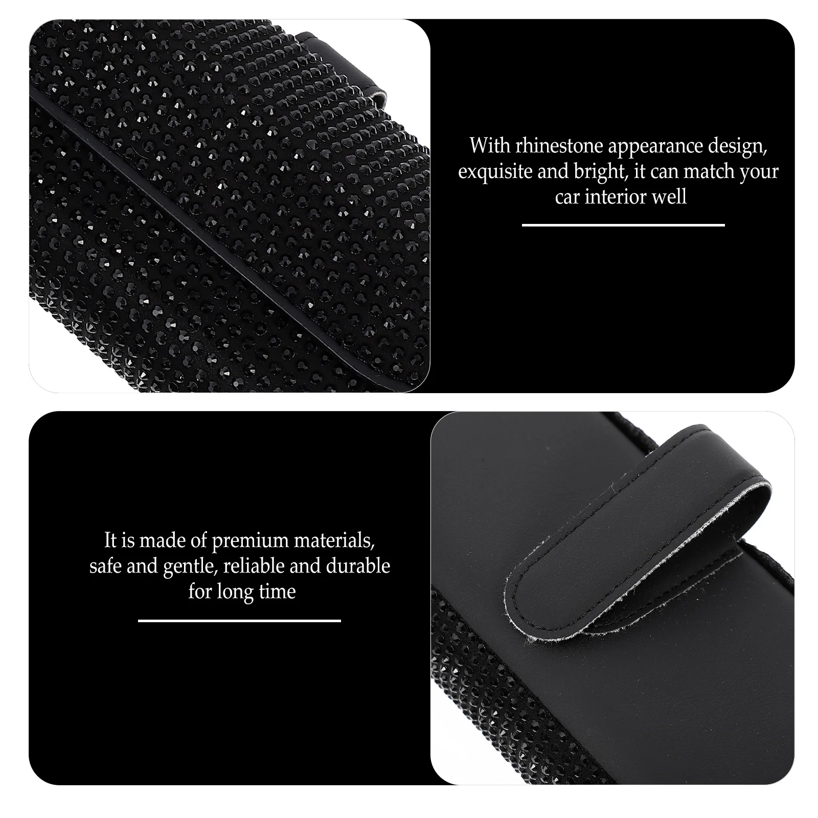 

1pc Car Eyeglasses Rhinestone Case Vehicle Glasses Automobile Holder Durable Visor Storage Easy Install Shiny Elegant
