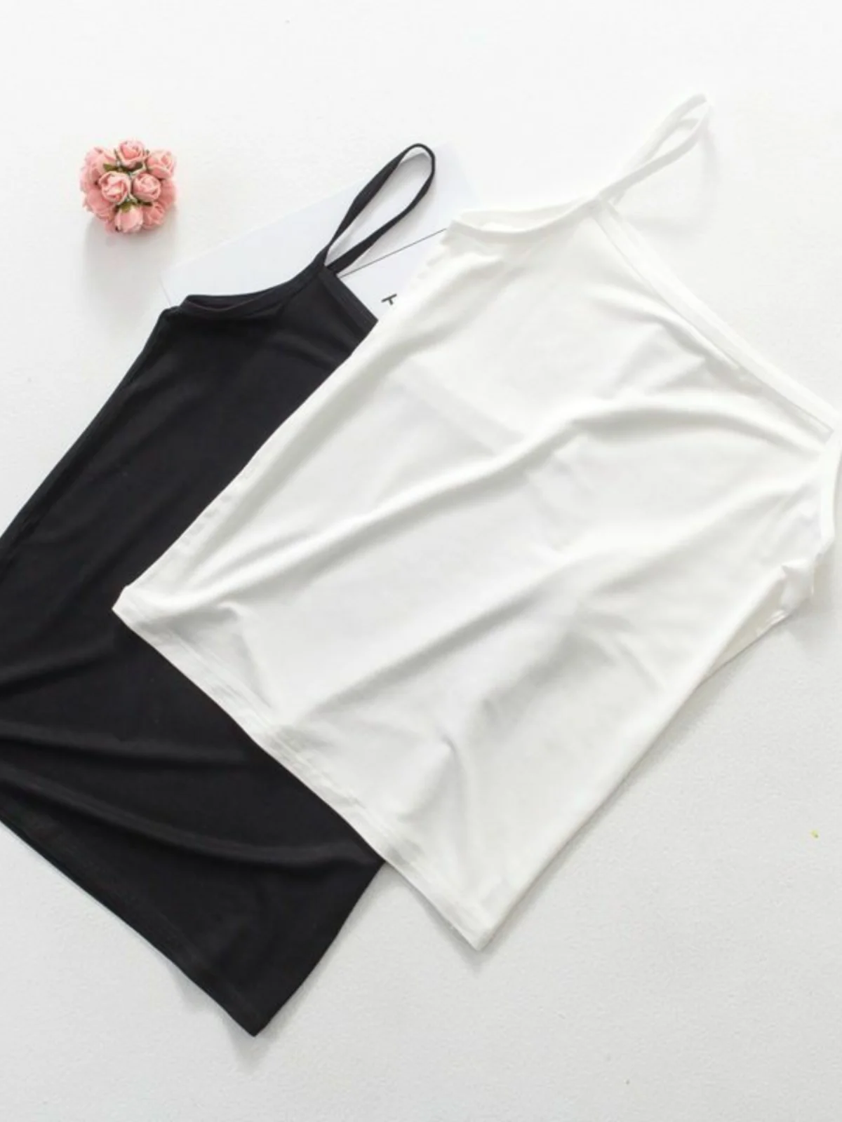 Camiseta sin Mangas de Algodón para Mujer, Talla Grande, Ajustada, con Encaje, para Primavera y Verano, Color Blanco