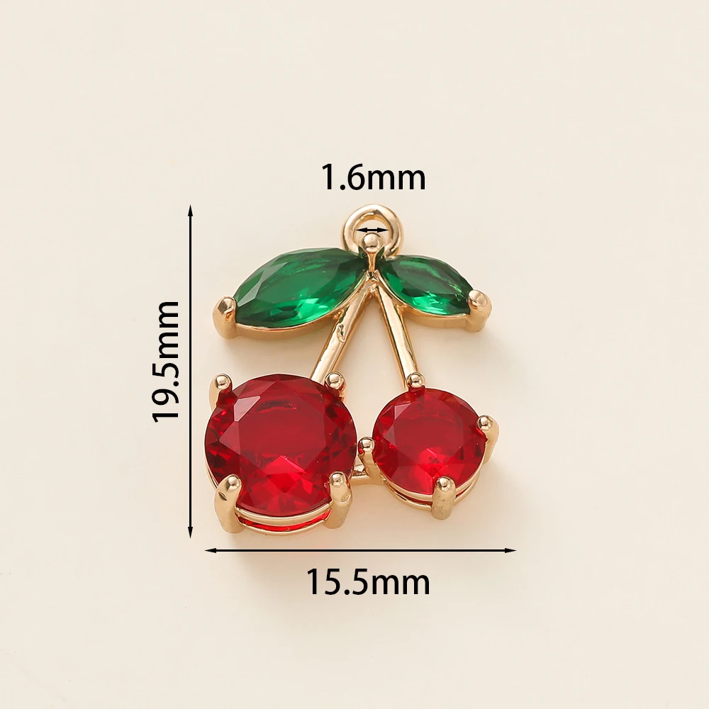 2Pcs/Lot 18K Gold Color Plated Copper Cherry Shape Charms Pendants for DIY Bracelet Necklace Jewelry Making Accessories
