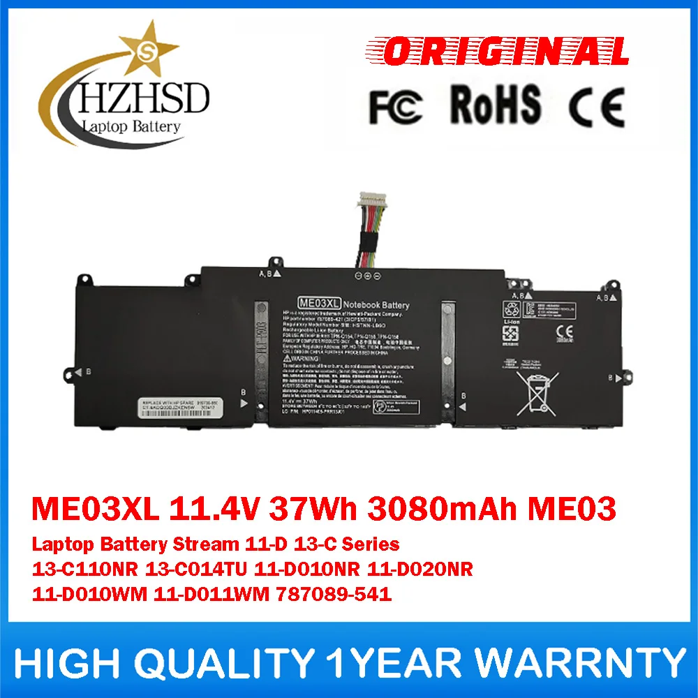

ME03XL 11.4V 37Wh 3080mAh ME03 Genuine Original Laptop Battery For HP Stream 11-D 13-C 13-C110NR 13-C014TU 11-D010NR 11-D020NR
