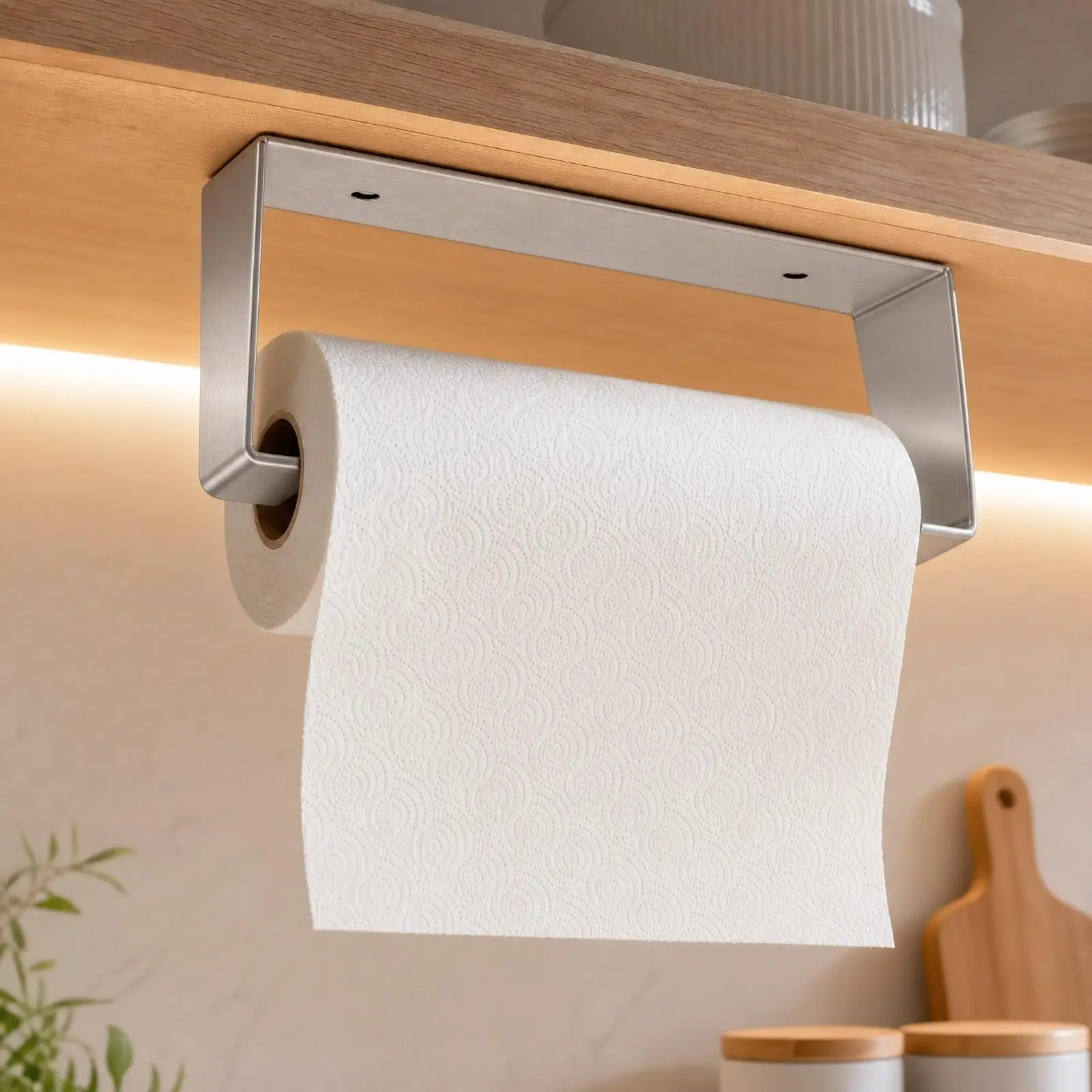Bowed Metal Paper Roll Holder Space-Saving Open-Frame Paper Towel Holder with End Supports Compact for Sink Area, Restroom,