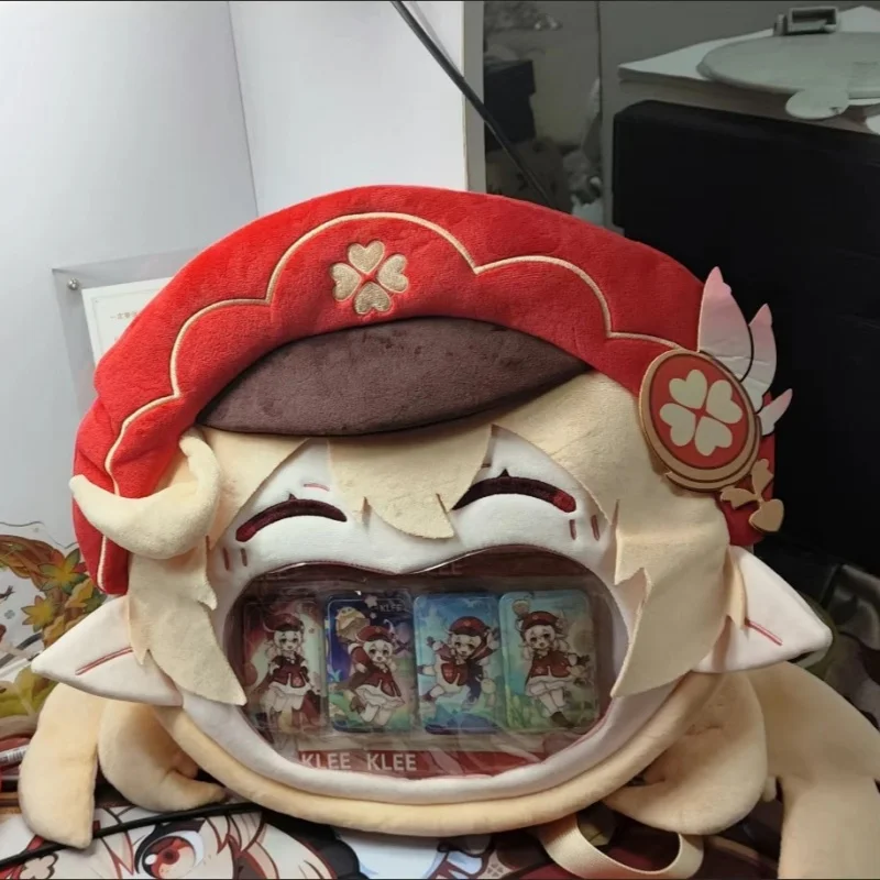 Tas Plush Cosplay Anime Genshin Impact Klee Big Mouth Transparan Itabag Ransel Resleting Tas Selempang Hadiah Ulang Tahun