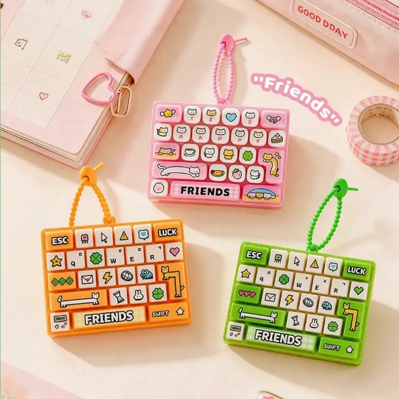 26 Keys Keyboard Shaped Fidget Toy Cartoon Stress Relief Decompression Bag Pendant Creative Decorative Gift