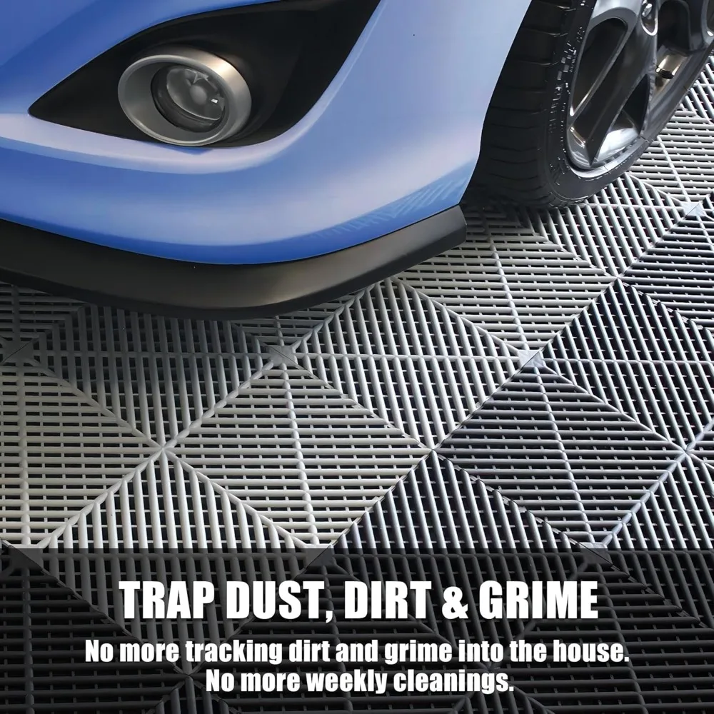 Non-Slip Interlocking Plastic Garage Floor Tiles - 50 Pieces, 15.7x15.7, Garage Flooring Mat for Organization and Storage