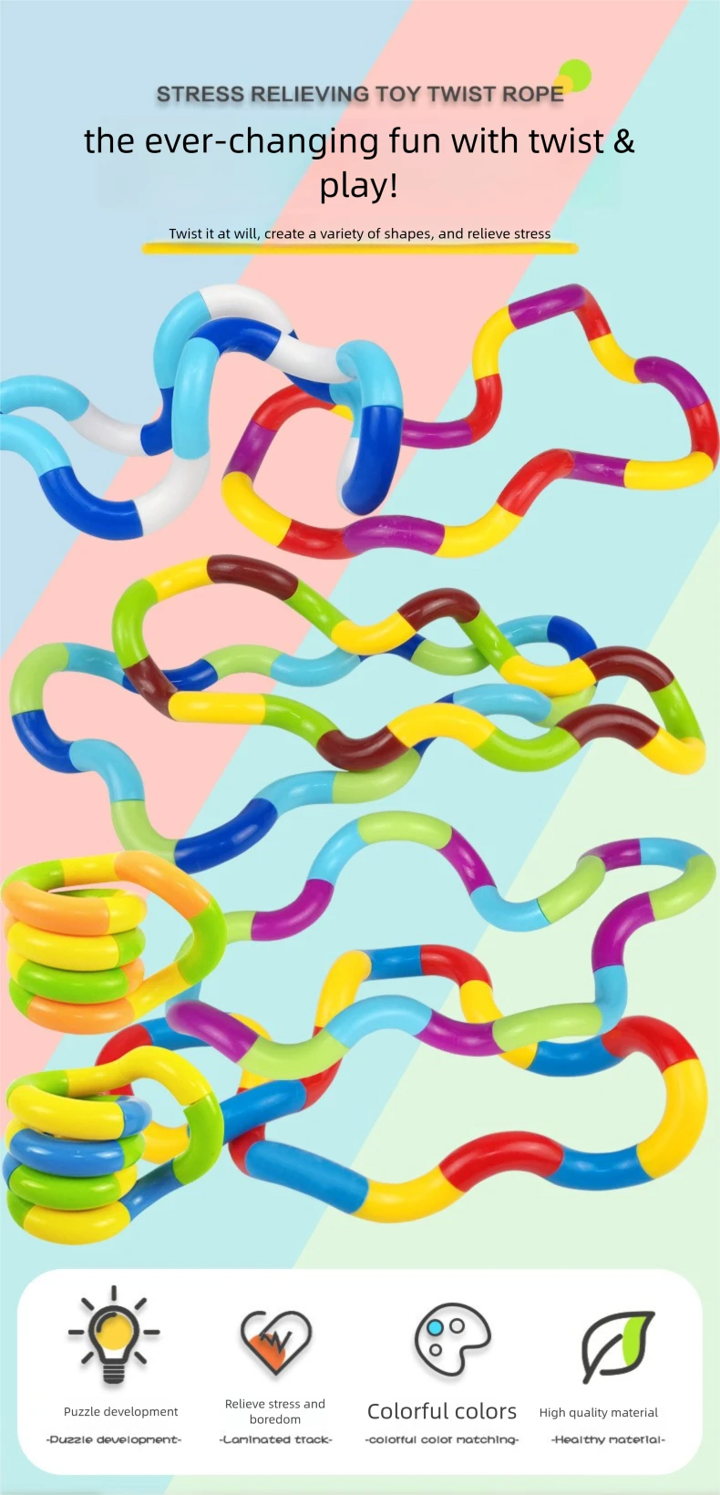 1 Stück Kristall-Verformbares Seil Stressabbauendes Spielzeug Spaßiges und Lehrreiches Verformungsseil Knoten Anti-Stress-Spielzeug – Detail 1