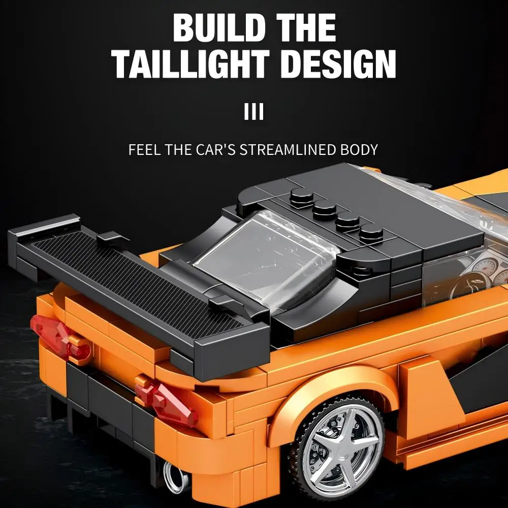 382PCS Orange Supercar Building Blocks Racing Model Exquisite Workmanship Assembly Puzzle Toy Collectible Ornament Holiday Gift view 2