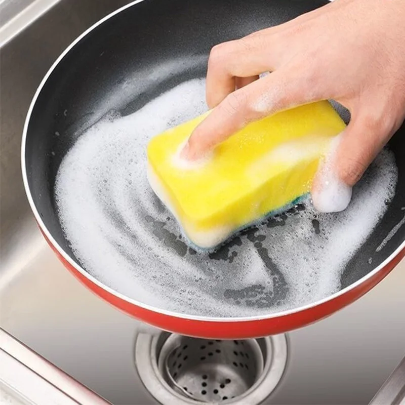 10/20/30 قطعة إسفنجة المطبخ على الوجهين فرك نظيفة فرك وعاء الصدأ البقع البؤرية إزالة تنظيف فرشاة الإسفنج ماصة للغاية