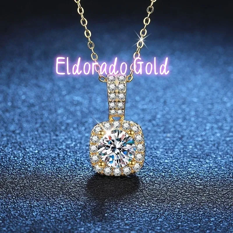 

Eldorado Gold Eldorado Gold Eldorado Eldorado Luxury 100% Real 18k Women's Diamond Pendant Necklace Square D Moissanite Neckla