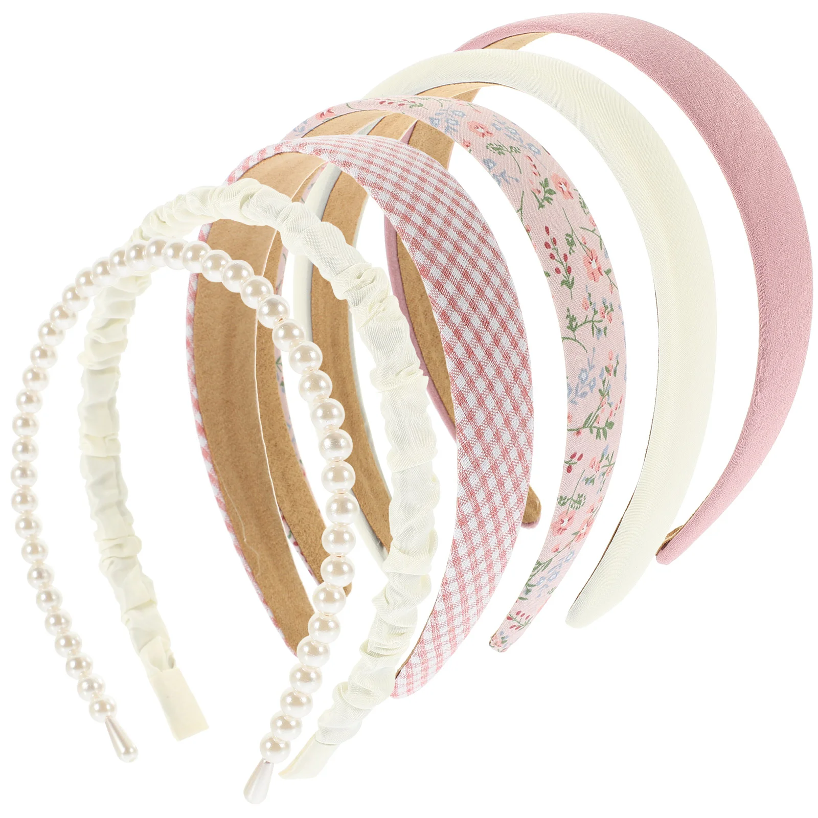 

6 Pcs Head Band Floral Solid Color Headband Combination Set Hair Bands for Women Face Wash Headbands Spa Pink Short Bride