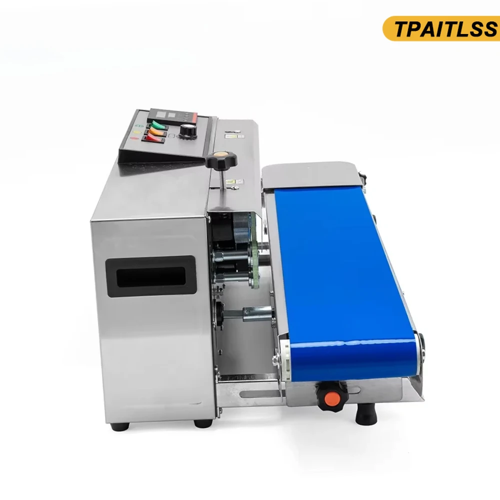 FR-900 Continuous Stainless Steel Band Sealing Machine Horizontal Factory Plastic Film Food Sealer with Emergency Stop
