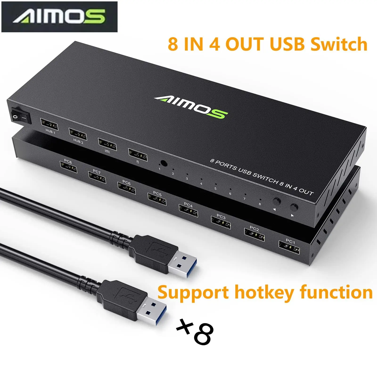 USB 2.0 USB Switch Selector,AIMOS 8 in 4 Out USB Printer Share Switcher for 8 PC Share 4 USB Devices Mouse Keyboard Scanner ect