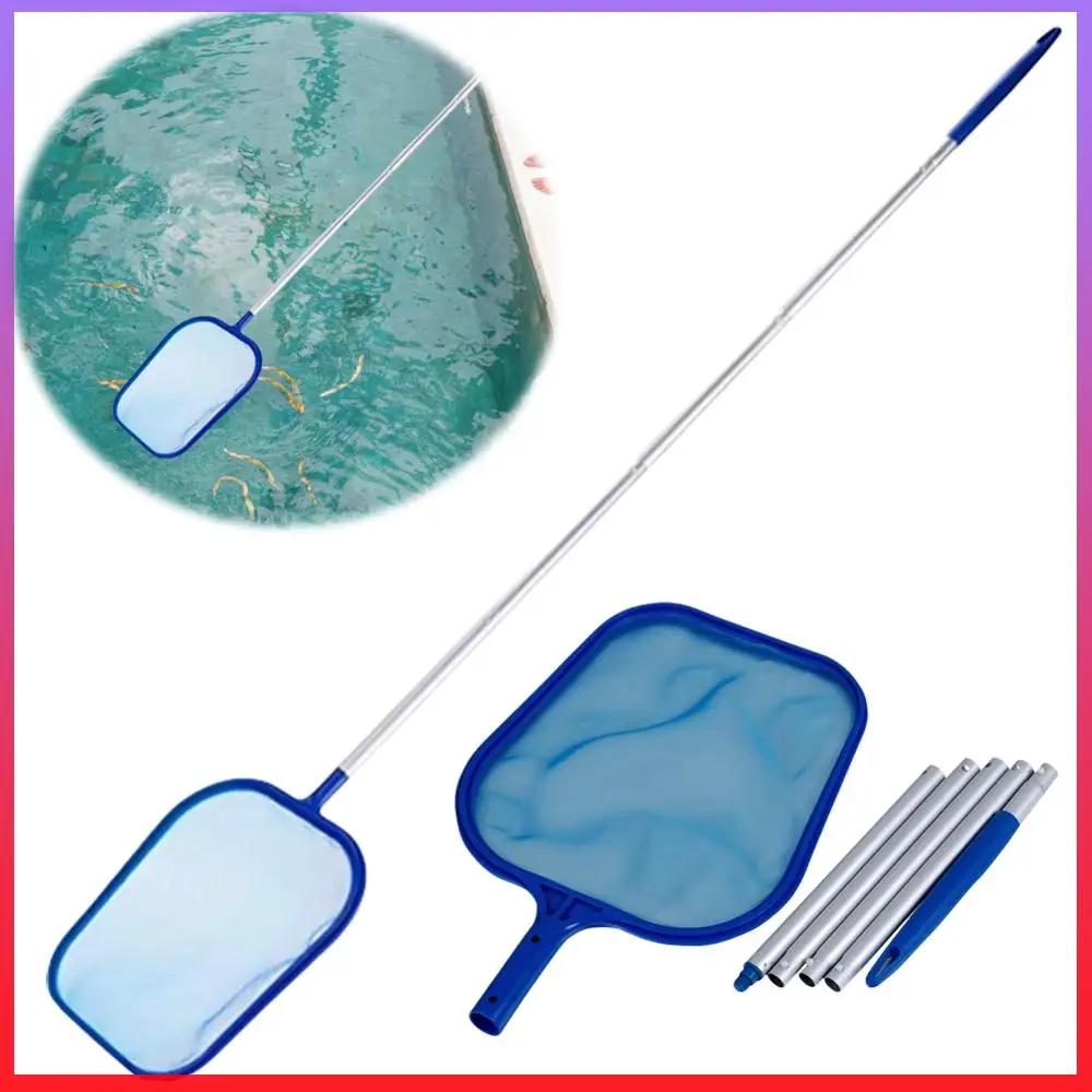 

Сачок для сбора листьев из бассейна с 5 секциями алюминиевого каркаса, ультратонкая сетка, корзина-сачок для листьев, грабли для бассейна