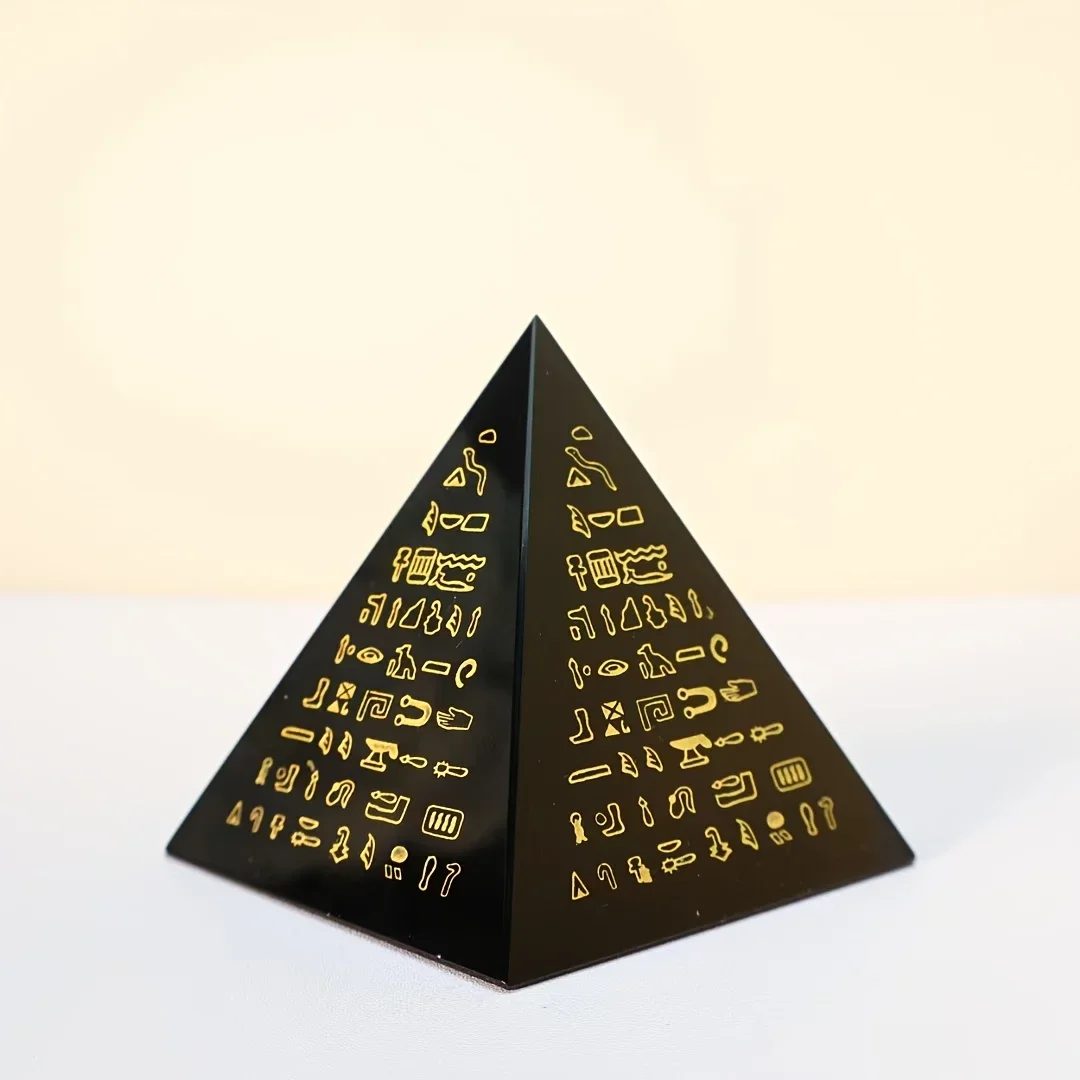 Ancient Egyptian Hieroglyph Crystal Pyramid Ornament Historical Culture Inspired Decor for Collection Gift Glass Home Ornament