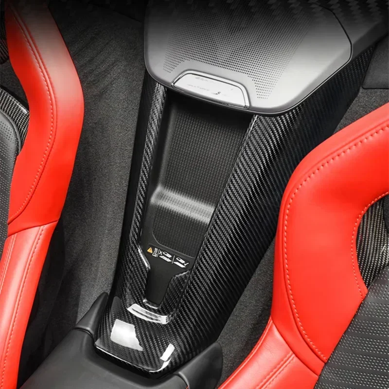For Chevrolet Corvette C8 Real Dry Carbon Fiber Center Console Phone Wireless Charger Cover Trim 2020-2023 modification