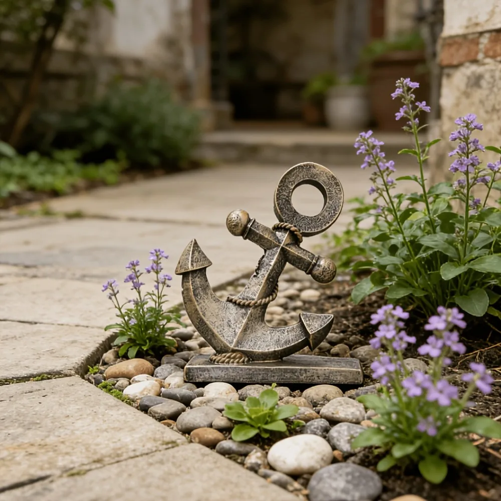 Anchor Shaped Resin Nautical Statue Independent Nautical Garden Decoration Suitable Seaside Decoration Used As Anchor Sculpture