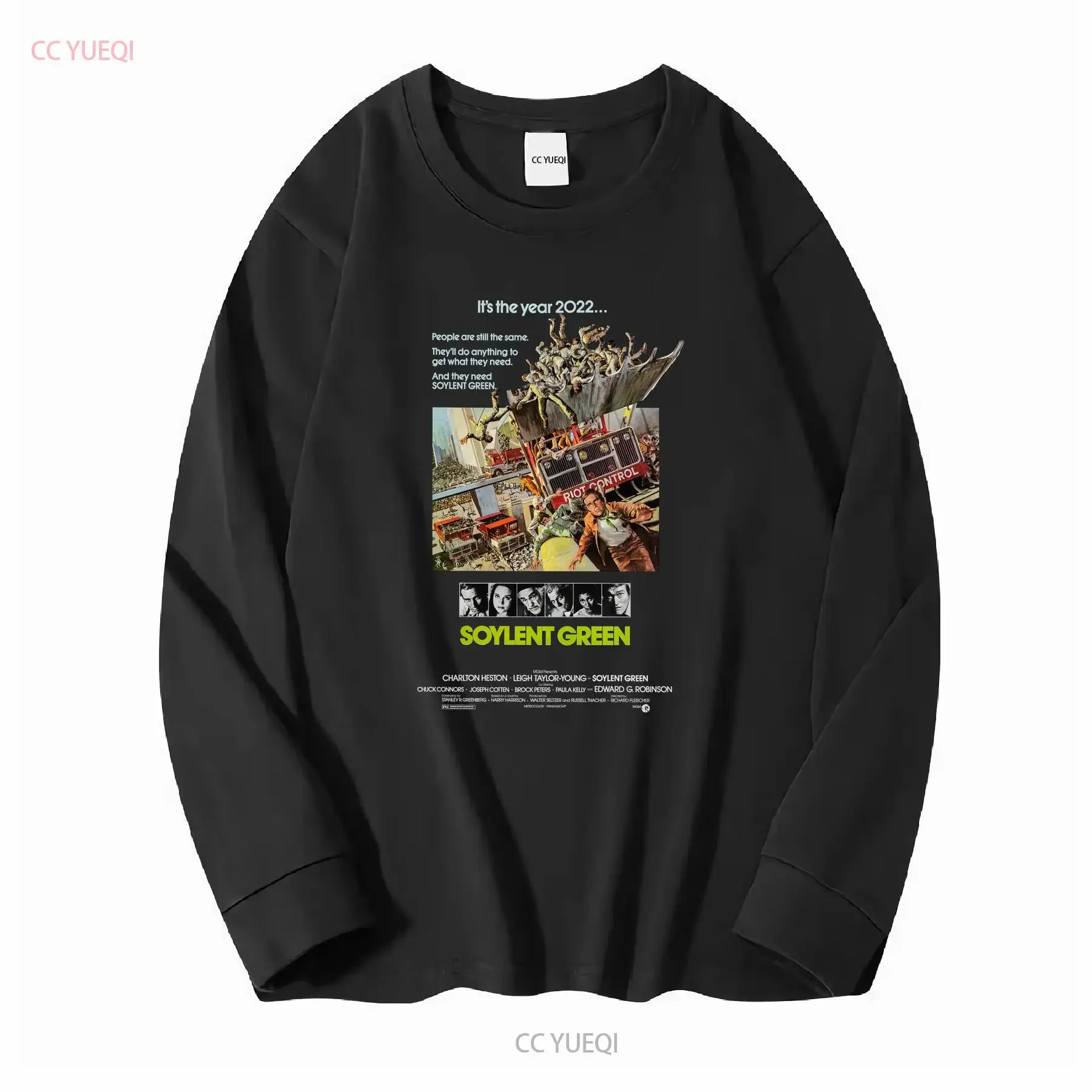 Soylent Green Retro Rare Movie Poster T Shirt vintage Washed Versatile Slightly homme Unisex designer clothes Soft fashion