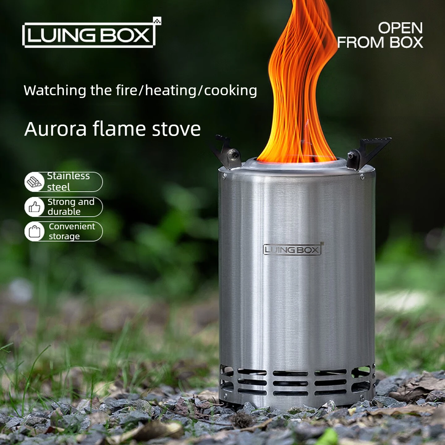 

Портативная легкая походная печь LUINGBOX для приготовления пищи на пеллетах с эффектом пламени «Аурора» и «Торнадо» для кемпинга на открытом воздухе, с возможностью просмотра огня