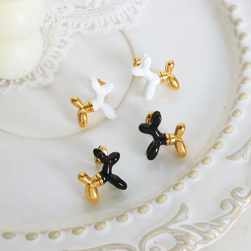 KITEAL aliexpress Gold Plated Gentlewoman stud earrings White Balloon Dog Earrings women earrings summer jewelry image 5