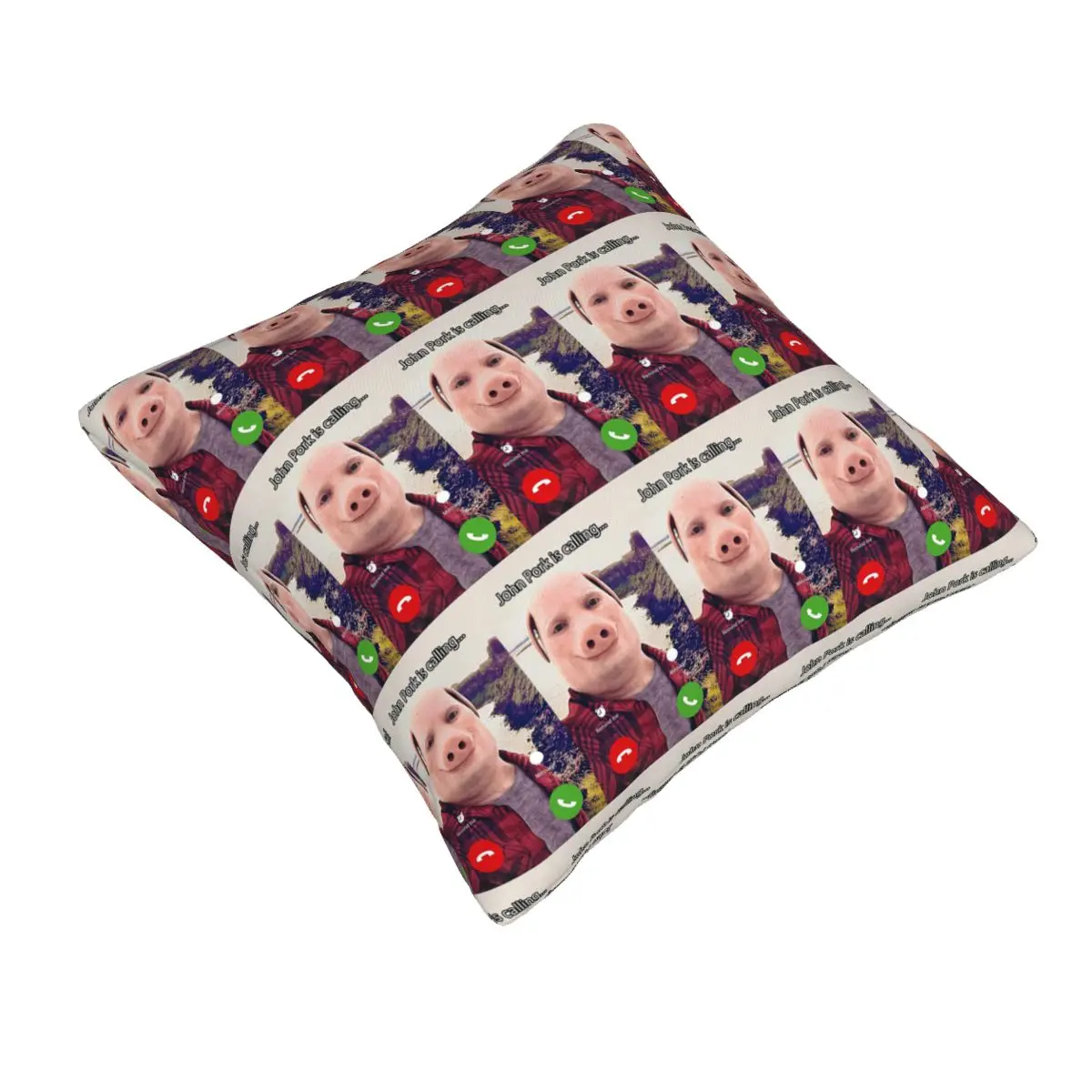 John Pork Is Calling Answer Call Phone Square Pillowcase Pillow Cover Cushion Zip Decorative Throw Pillow for Home Living Room