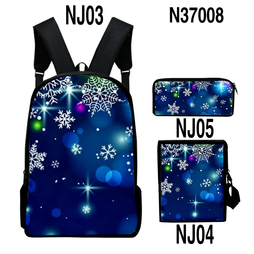 

Harajuku Youthful Merry Christmas 3D Print 3pcs/Set Student Travel bags Laptop Daypack Backpack Shoulder Bag Pencil Case