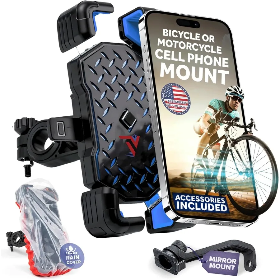

Universal Bike Phone Holder for Motorcycles EBikes ATVs Mopeds and Scooters with Mirror Mount and Rain Cover Ideal for Sports R