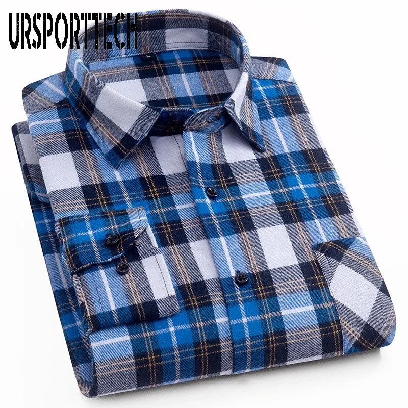 100% Cotton Mens Plaid Flannel Shirts Slim Fit Male Casual Long Sleeve Shirt Soft Comfortable Breathable High Quality Man Shirts