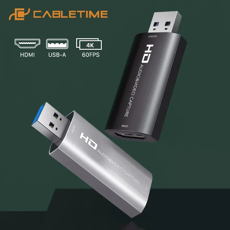 

CABLETIME 4K карта видеозахвата USB 3.0 HDMI-совместимая видеозахват для камеры потокового вещания в реальном времени переключатель записи игр C371