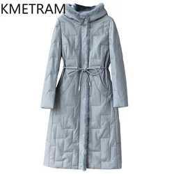 100% Sheepskin Puffer Jacket Women Clothing Luxury Long Down Coats 2024 Winter Mink Fur Jackets Retract Waist Пуховик Женский