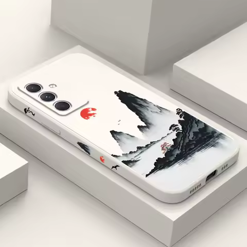 Sunset Red Case For Samsung A54 A34 A24 A16 A06 A14 A15 A25 A35 A55 A04 A04E A73 A53 A33 A23 A13 A72 A52 A52S A32 A22 A12 4G 5G
