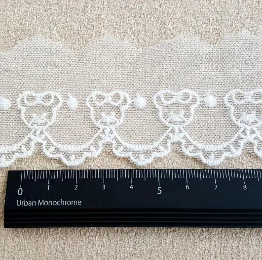 1Yard Width:4.2cm(1.68”inch) Little Bear Cotton Mesh Embroidery Lace Fashion Laces Sewing Accessories Decorative (SS-4360)