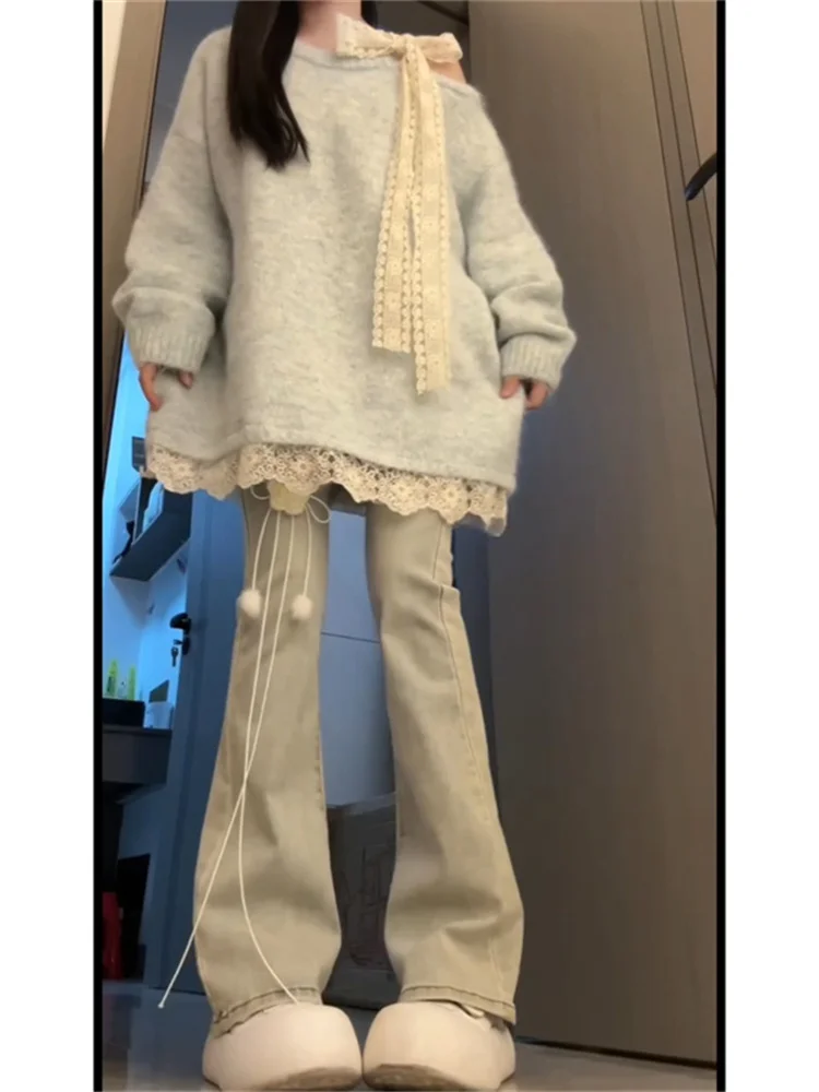 سترة نسائية أنيقة وحلوة بتصميم عقدة على الكتف، موضة ربيع 2026 الجديدة، بلوزة محبوكة جميلة على الطراز الكوري بقصة عادية