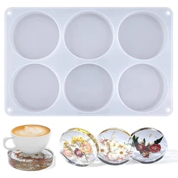 DIY 6-Cavity Thick Round Coaster Silicone Molds Handmade Craft Table Ornament Cup Mat Pad Resin Casting Mould Office Home Decor