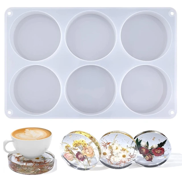 DIY 6-Cavity grube okrągłe Coaster silikonowe formy Handmade Craft tabeli Ornament mata na kubki Pad forma odlewnicza z żywicy biuro Home Decor