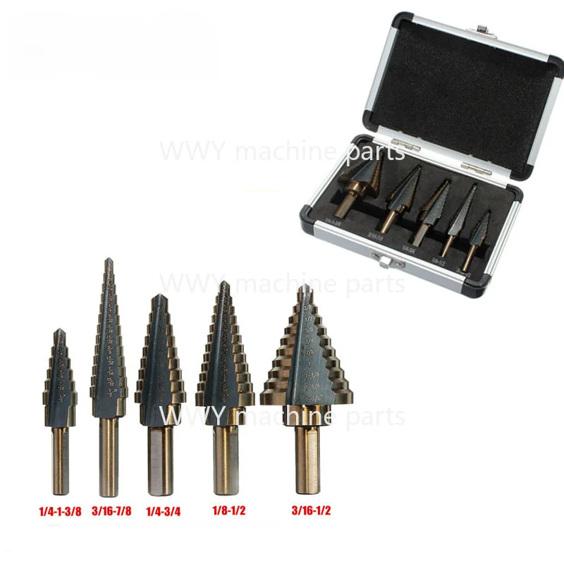 Five-piece set of black and yellow pagoda drill multi-functional imperial reaming step drill, hand electric drill