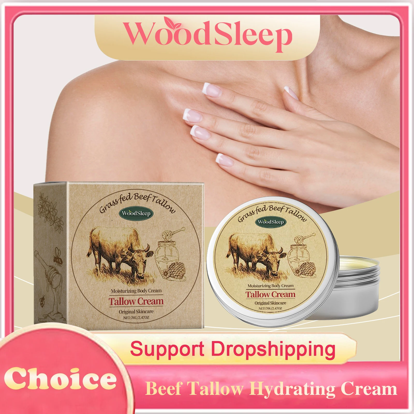 

Beef Tallow Hydrating Cream Deep Moisturizing Fade Fine Lines Firming Brighten Skin Tone Anti Wrinkle Smoothing Beef Tallow Balm