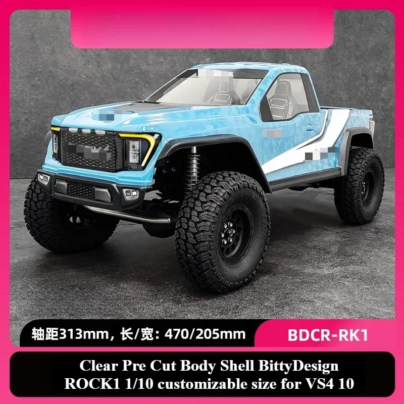 RC Model Vehicle Upgrade Decor Parts customizable size Clear Half Truck Body Shell BittyDesign ROCK1 1/10 for VS4 10 Crawler Car